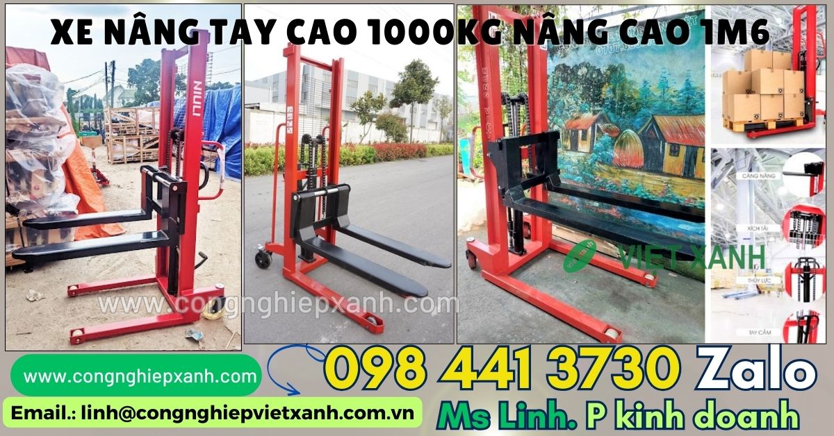 Xe nâng tay cao 1000kg nâng cao 1m6