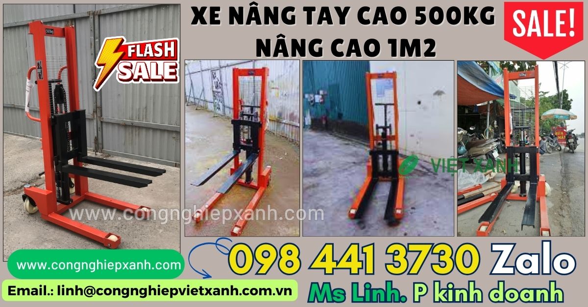 Xe nâng tay cao 500kg cao 1m2