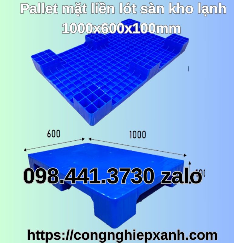 Pallet-mat-lien-lot-kho-lanh-1000x600x100mm-xanh