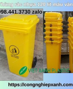 Thùng đựng rác 120 lít màu vàng