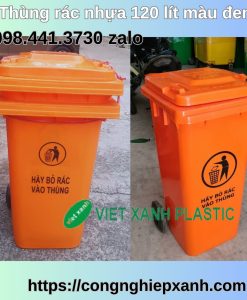 Thùng đựng rác 120 lít màu cam