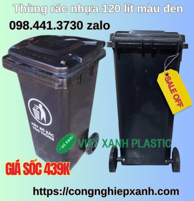 Thùng đựng rác 120 lít màu đen