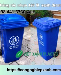Thùng đựng rác 120 lít xanh dương
