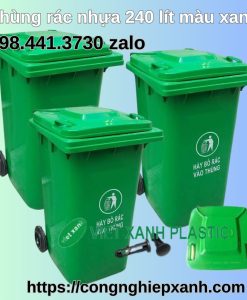 Thùng đựng rác 240 lít màu xanh