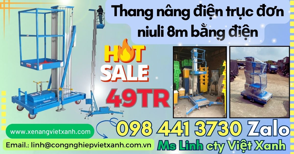 Thang nâng trục đơn bằng điện cao 8m