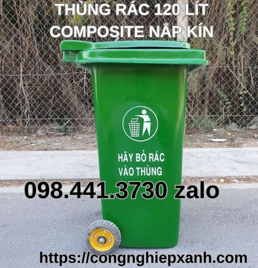 Thùng rác 120 lít composite nắp kín