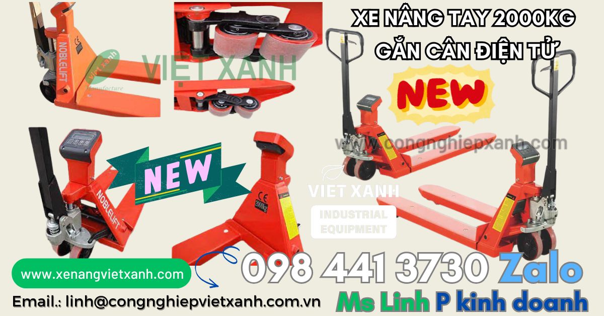 Xe nâng tay gắn cân điện tử 2000kg Noblelic
