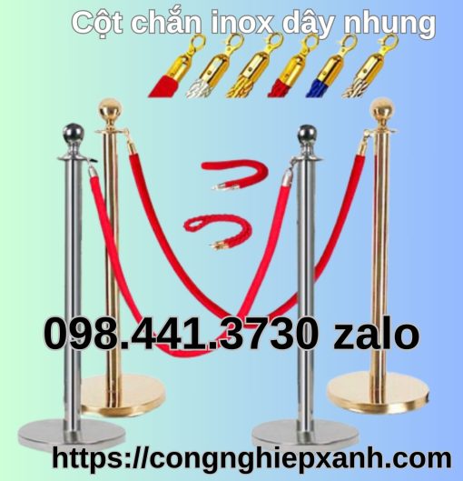 Cột chắn inox dây nhung