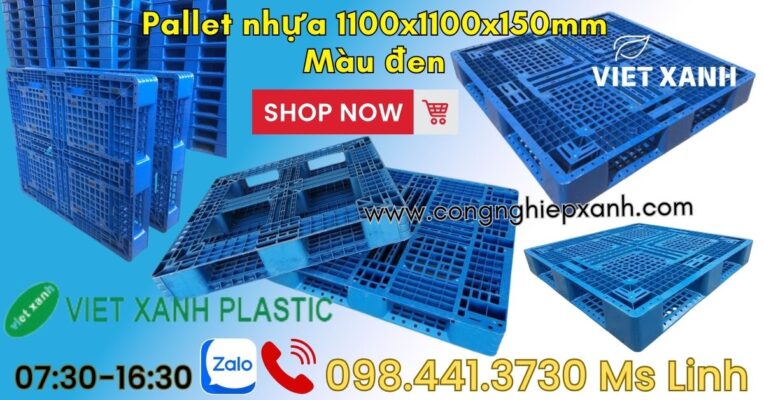 Pallet-nhua-1100x1100x150mm-mau-xanh-sale