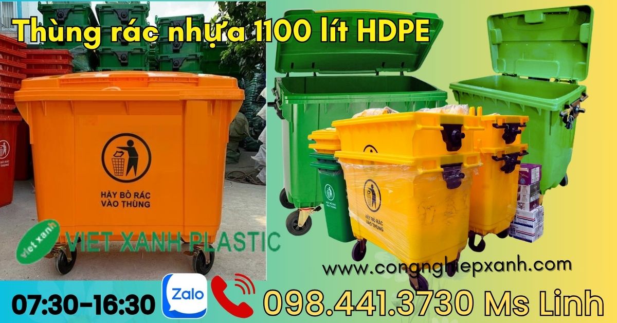 Thùng rác nhựa công nghiệp 110L