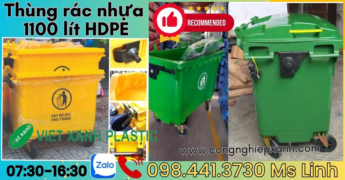 Thùng rác nhựa công nghiệp 1100 lít