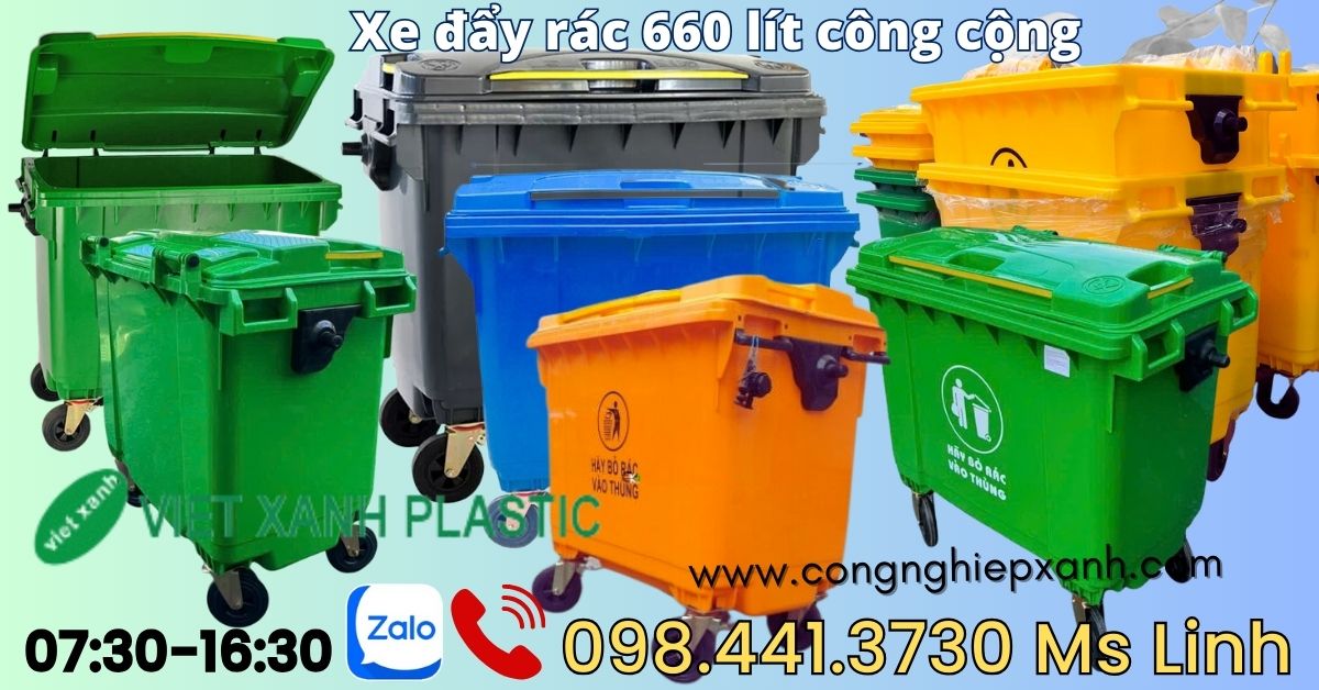 Thùng rác nhựa 660L