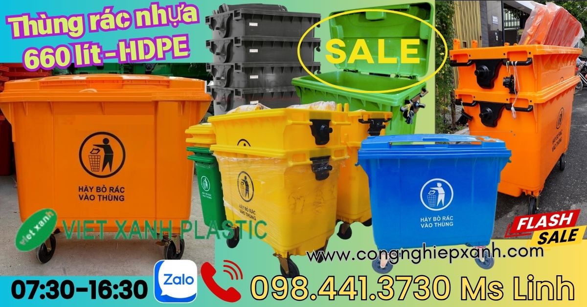 Thùng rác nhựa 660 lít giá rẻ