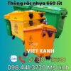 Thung-rac-nhua-660-lit-mau-xanh-cam-vang
