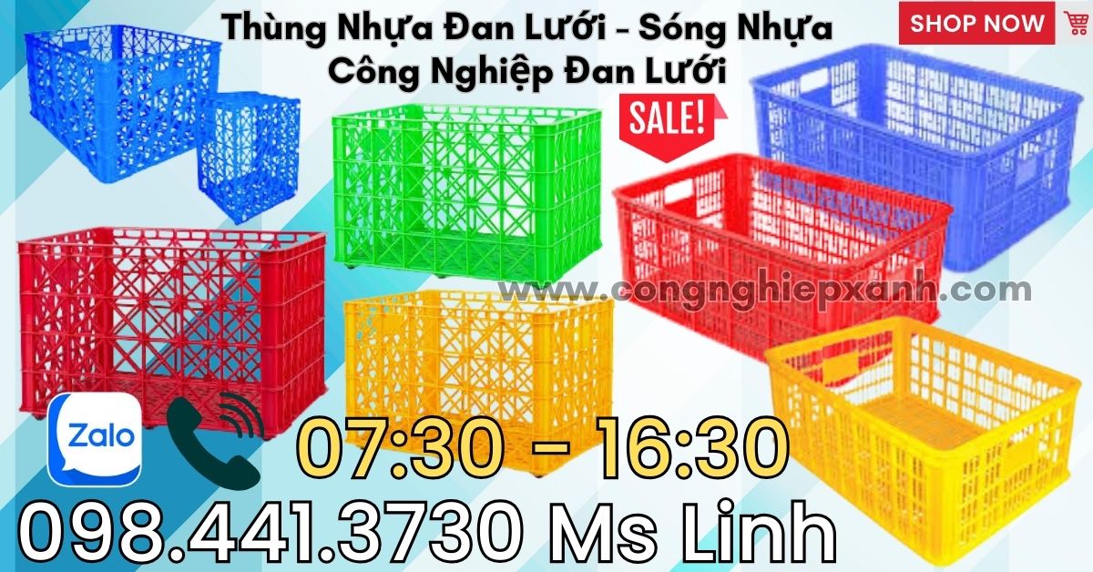 Thùng nhựa đan lưới công nghiệp