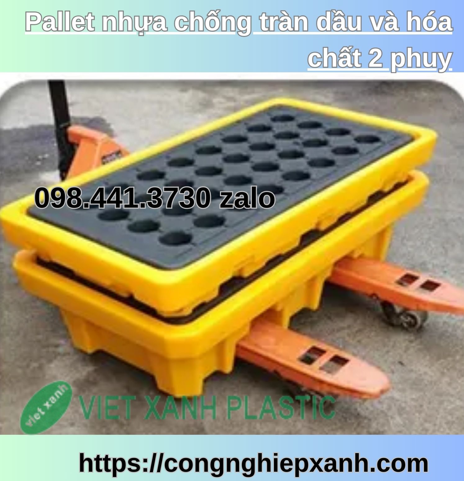 Pallet nhựa chống tràn hóa chất 2 phuy nhập khẩu