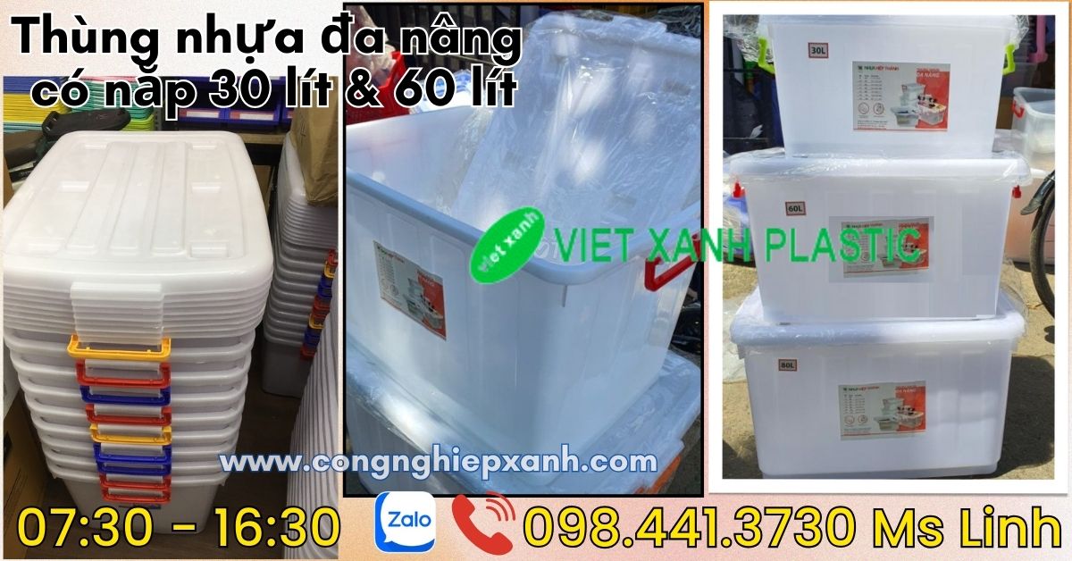 Thùng nhựa có nắp bánh xe